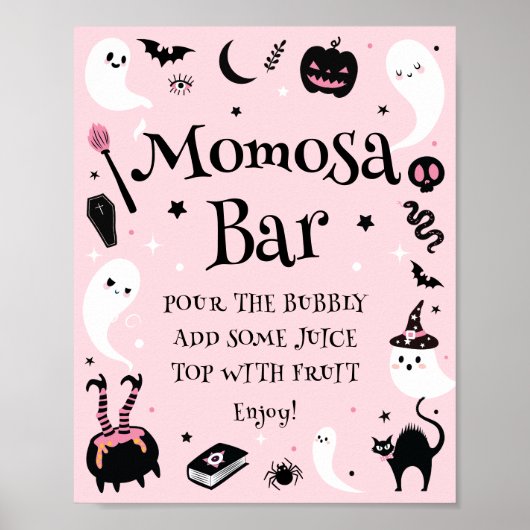 Poster Baby shower Halloween rose Momosa Bar (Devant)