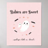 Poster Baby shower Halloween rose signe de faveur, Petit (Devant)