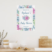 Poster Baby shower hydrocoloré Succulents (Cuisine)