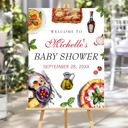 Poster Baby shower italien moderne de nourriture signe de