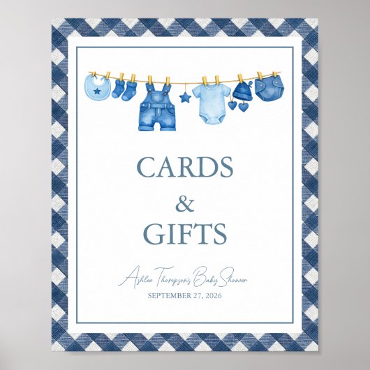 Poster Baby Shower Jean Bleu (Devant)