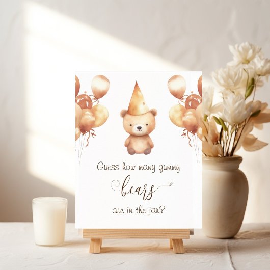 Poster Baby shower jeu ours devinez combien d'ours gummy