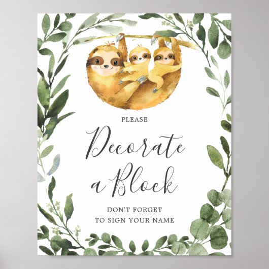 Poster Baby shower Jumeaux  Décorent Un Panneau Bloc (Devant)