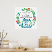 Poster Baby shower Jungle Rhino Bienvenue (Cuisine)