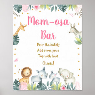 Poster Baby shower Jungle rose Safari Bar Mimosa