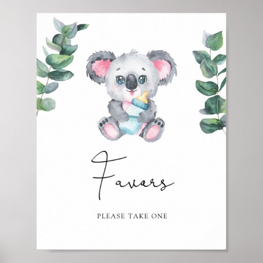 Poster Baby shower Koala - Faveurs (Devant)