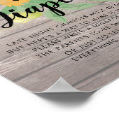 Poster Baby shower Late Night Diapers Fleurs Bois Rustiqu (Coin)