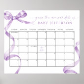 Poster Baby shower Lavender Bow - Devis Date d'échéance C (Devant)