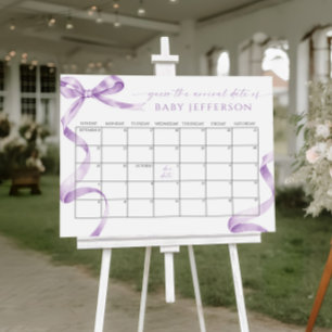 Poster Baby shower Lavender Bow - Devis Date d'échéance C