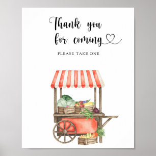 Poster Baby shower légumes - Merci d'être venu