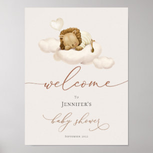 Poster Baby shower Lion Bienvenue
