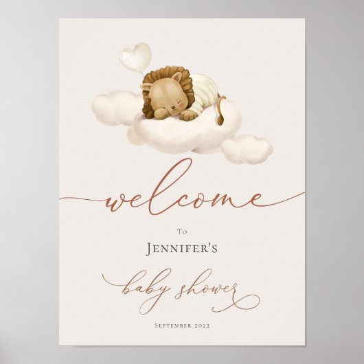 Poster Baby shower Lion Bienvenue (Devant)