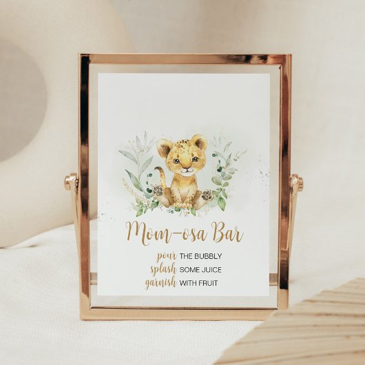 Poster Baby shower Lion vert Maman Osa Bar