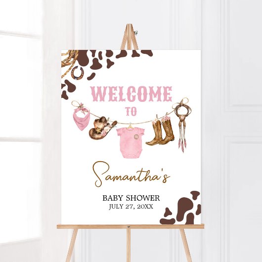 Poster Baby shower Little Cowgirl Bienvenue