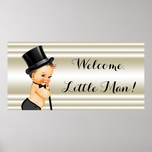 Poster Baby-Shower Little Man (Devant)