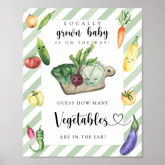 Poster baby shower local - combien de légumes (Devant)