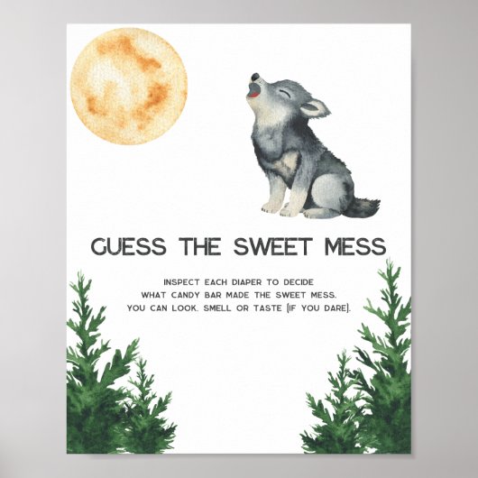 Poster Baby shower Loup - Devinez le doux désordre (Devant)