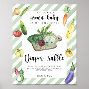 Poster baby-shower marché fermier - tombola couches