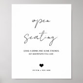 Poster Baby shower Mariage minimaliste de siège ouvert (Devant)