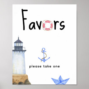 Poster Baby shower marin - cadeaux, prenez-en un