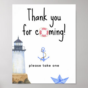 Poster Baby-shower marin - Merci d'être venu