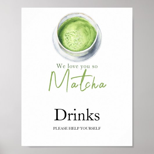 Poster Baby shower Matcha Latte - Boissons (Devant)