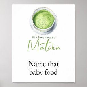 Poster Baby shower Matcha Latte - Donnez un nom à ce bébé