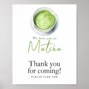 Poster Baby shower Matcha Latte - Merci d'être venu