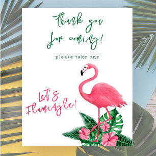 Poster Baby shower Merci flamingo rose aquarelle