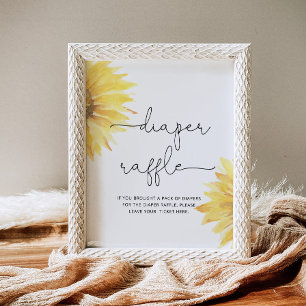 Poster Baby shower minimaliste de tombola de tournesol