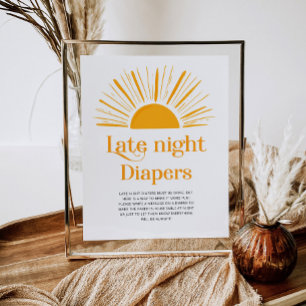 Poster Baby shower minimaliste des couches de nuit