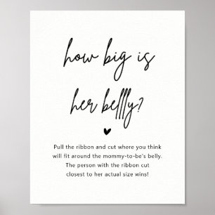 Poster Baby shower minimaliste La taille de son ventre