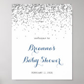 Poster Baby shower minimaliste Silver Confetti Accueil (Devant)