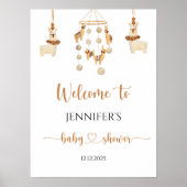 Poster Baby shower mobile Boho Llama Bienvenue (Devant)