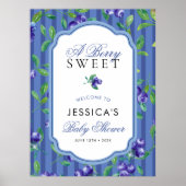 Poster Baby shower moderne Berry Sweet Blueberries Bienve (Devant)