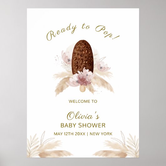 Poster Baby shower moderne Boho Ice Cream Popcicle Bienve (Devant)