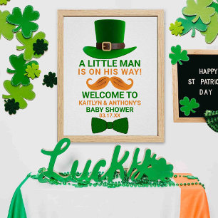 Poster Baby shower moderne de la Saint Patrick de Leprech