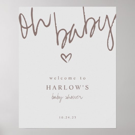 Poster Baby shower moderne Oh Baby Genre Neutre Accueil (Devant)