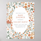 Poster Baby shower moderne Retro Super Burnt Orange (Devant)