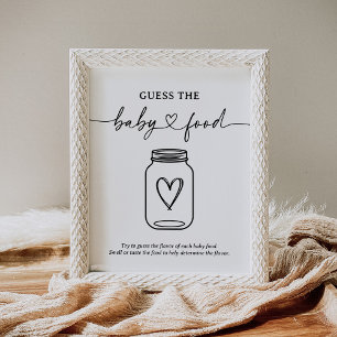 Poster Baby shower moderne Script Devinez Le Panneau Alim