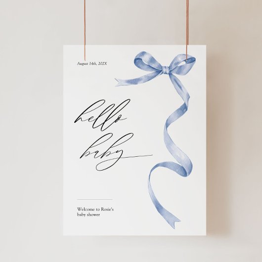 Poster Baby shower moderne signe de bienvenue avec arc bl