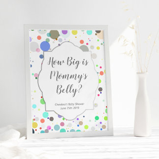 Poster baby shower multicolore : "Quelle est la taille du