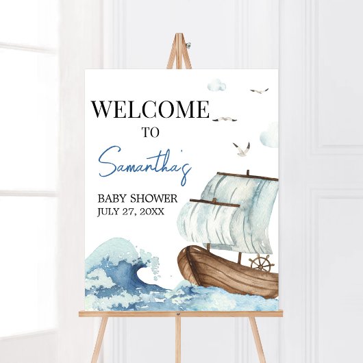 Poster Baby shower nautique