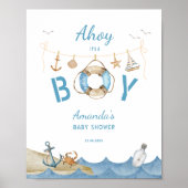 Poster Baby shower nautique (Devant)