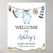 Poster Baby shower nautique Ahoy (Devant)