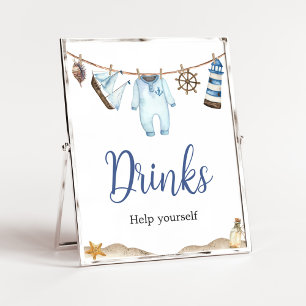 Poster Baby shower nautique Ahoy Boissons