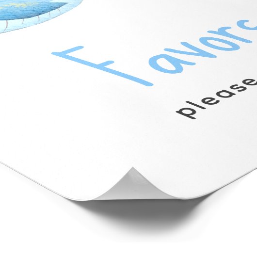 Poster Baby shower nautique - faveurs, s'il vous plaît pr (Coin)