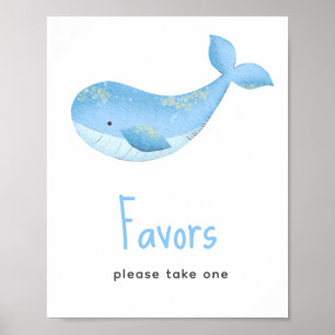 Poster Baby shower nautique - faveurs, s'il vous plaît pr