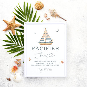 Poster Baby shower nautique Pacifique chasse jeu