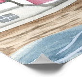 Poster Baby shower nautique rose (Coin)